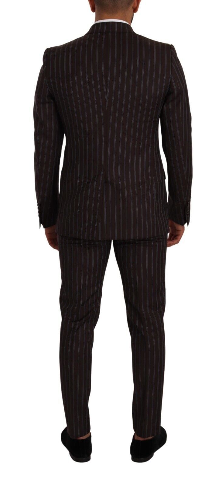 Dolce & Gabbana Elegant Maroon Striped Slim Fit Suit