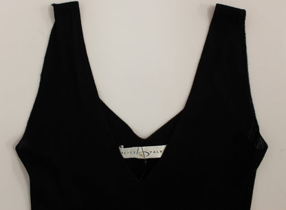 Alice Palmer Black White Low V Neck Knitted Cocktail Dress