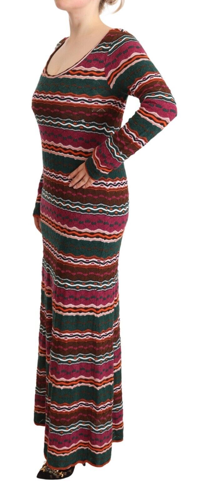 Missoni Multicolor Striped Long Sleeve Sheath Dress