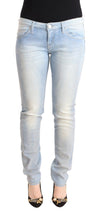 Acht Light Blue Washed Cotton Low Waist Skinny Denim Jeans