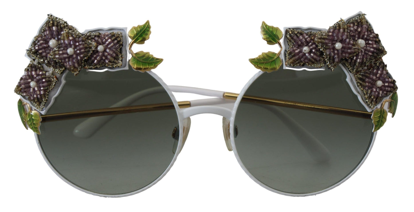 Dolce & Gabbana Elegant Floral Embellished Gold Sunglasses