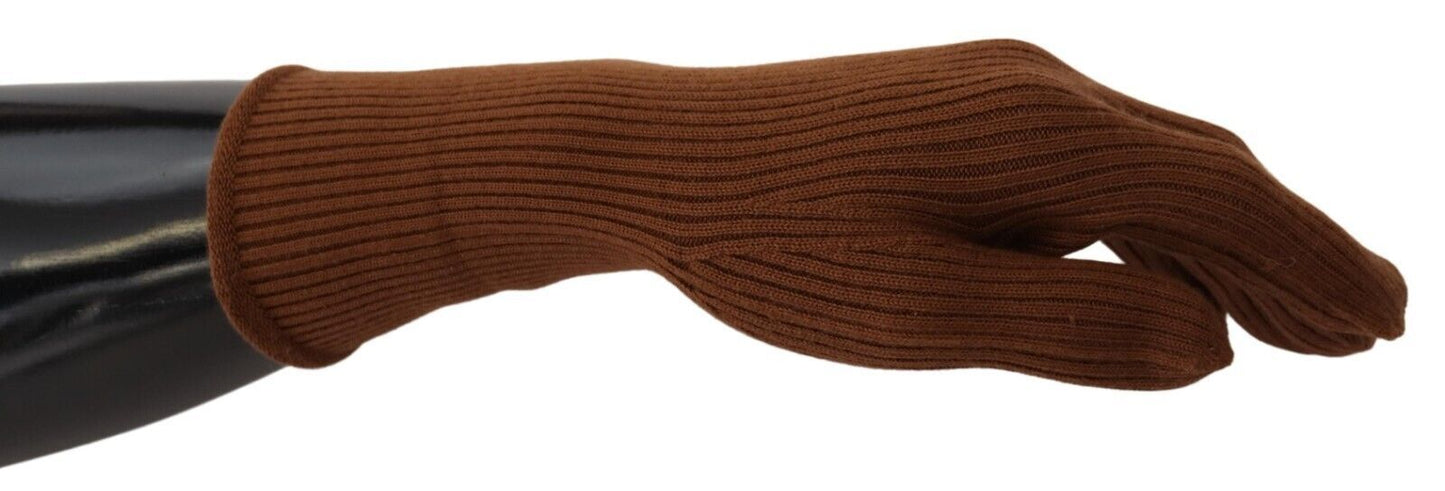 Dolce & Gabbana Elegant Brown Cashmere Winter Gloves