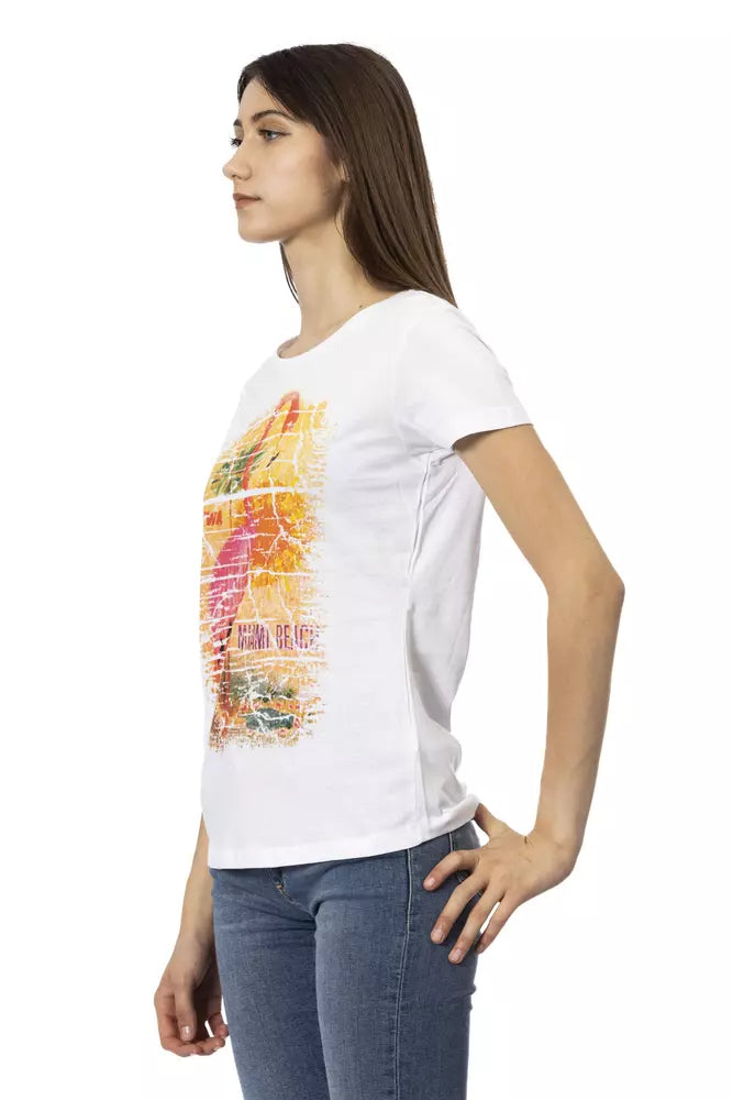 Trussardi Action Chic White Tee with Graphic Flair