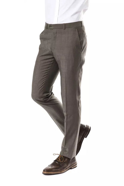 Uominitaliani Gray Wool Mens Pants