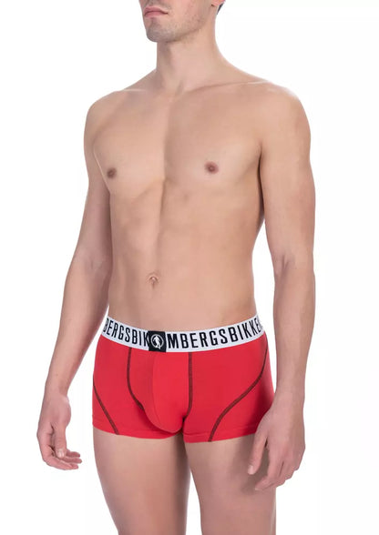 Bikkembergs Red Cotton Men's Underwear Trunk Bi-Pack