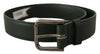 Dolce & Gabbana Elegant Dark Green Leather Belt with Logo Buckle