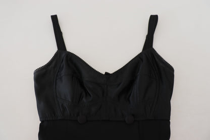 Dolce & Gabbana Black Fit Wool Stretch Sheath Mini Dress