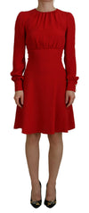 Dolce & Gabbana Red Silk Sheath A-line Knee Length Dress