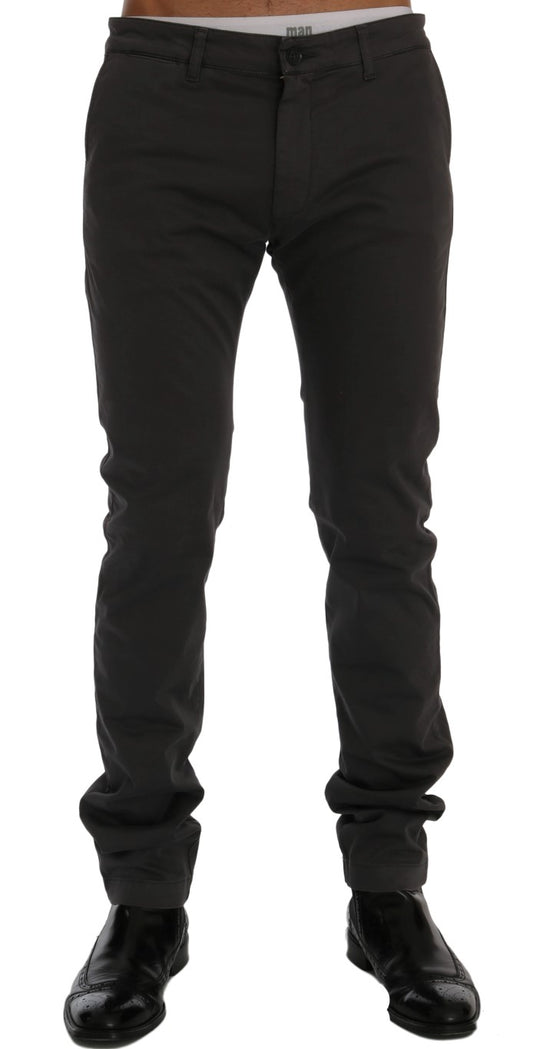 GF Ferre Elegant Slim-Fit Gray Cotton Trousers