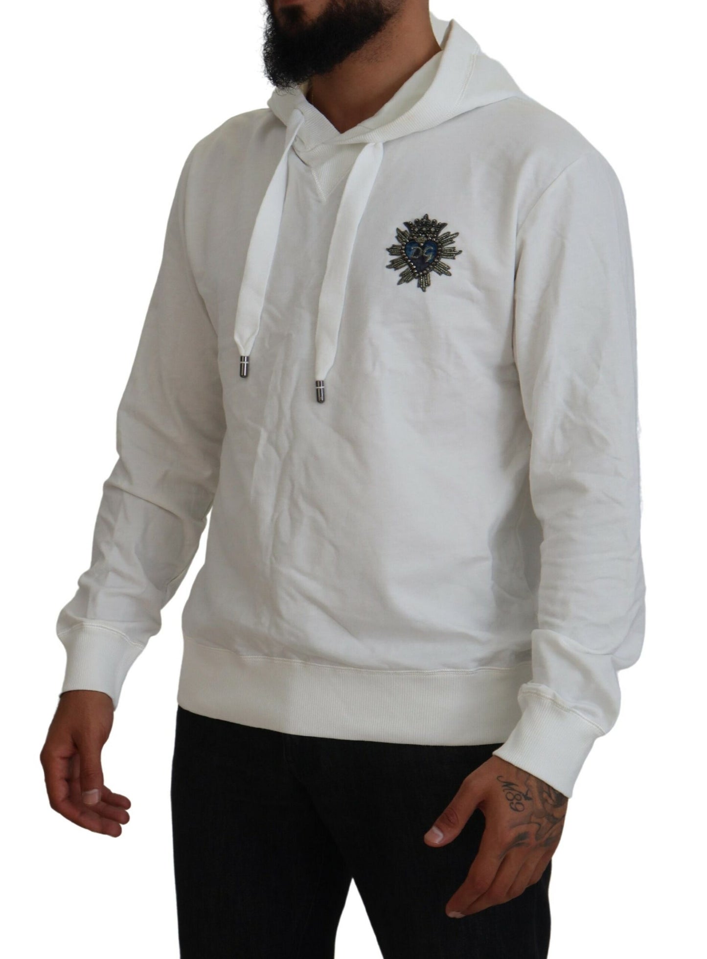 Dolce & Gabbana Elegant White Logo Hooded Sweatshirt