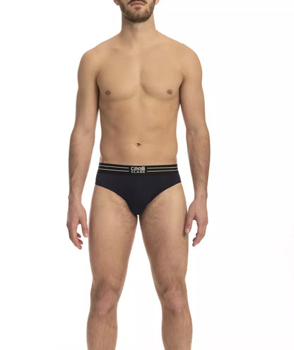 Cavalli Class Blue Cotton Men Underwear Tri-pack