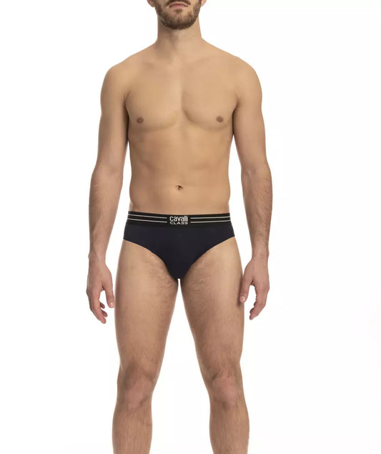 Cavalli Class Blue Cotton Men Underwear Tri-pack