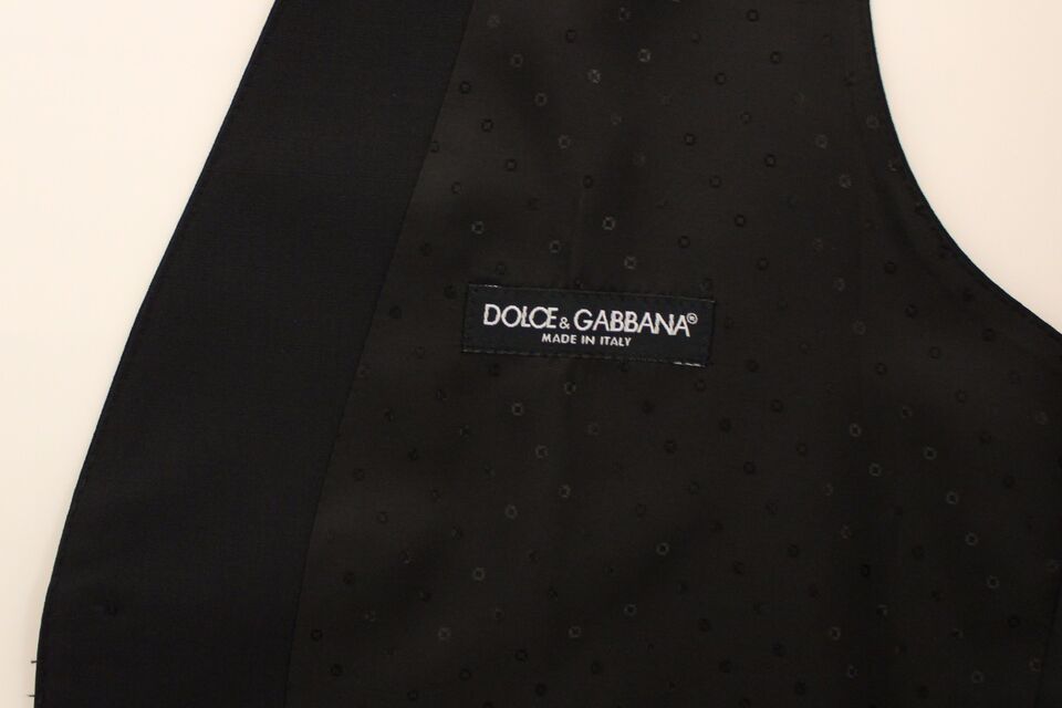 Dolce & Gabbana Elegant Silk-Wool Black Dress Vest