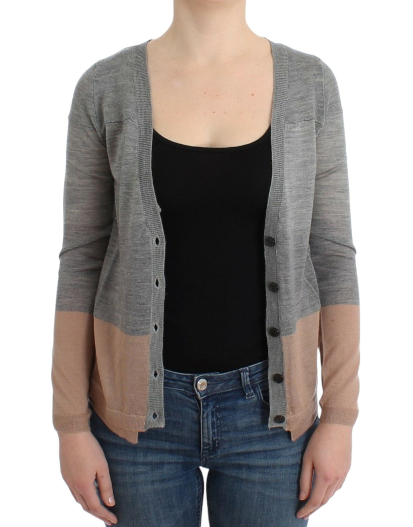 Costume National Elegant Gray Acrylic & Wool Cardigan