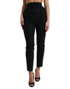 Dolce & Gabbana Black Wool High Waist Tapered Pants