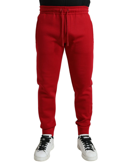Pantaloni jogger skinny Dolce &amp; Gabbana roșii din amestec de bumbac