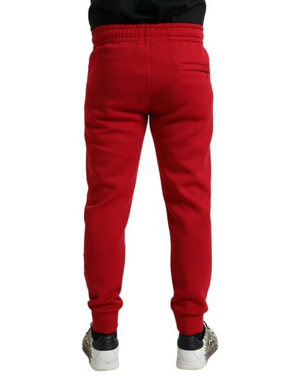 Pantaloni jogger skinny Dolce &amp; Gabbana roșii din amestec de bumbac