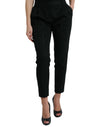 Dolce & Gabbana Black Wool High Waist Cropped Tapered Pants