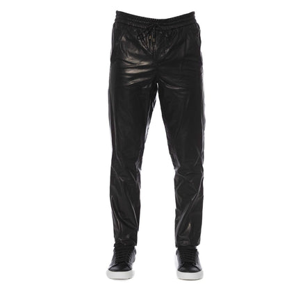 Trussardi "Black Lamb Leather Men Trouser"