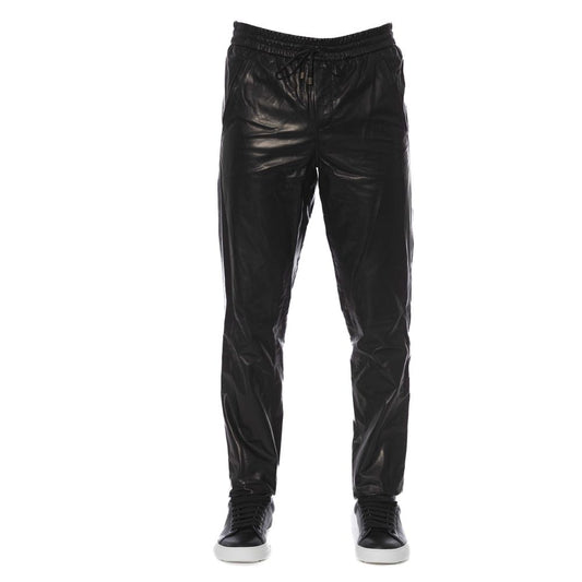 Trussardi Black Lamb Leather Jeans & Pants