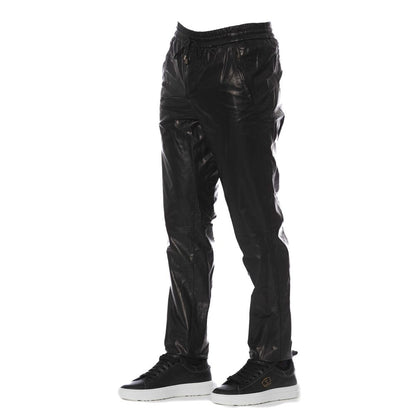 Trussardi "Black Lamb Leather Men Trouser"