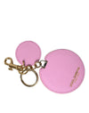 Dolce & Gabbana Elegant Pink Gold Leather Keychain