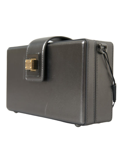 Dolce & Gabbana Metallic Gray Calfskin Leather DG BOX Shoulder Bag