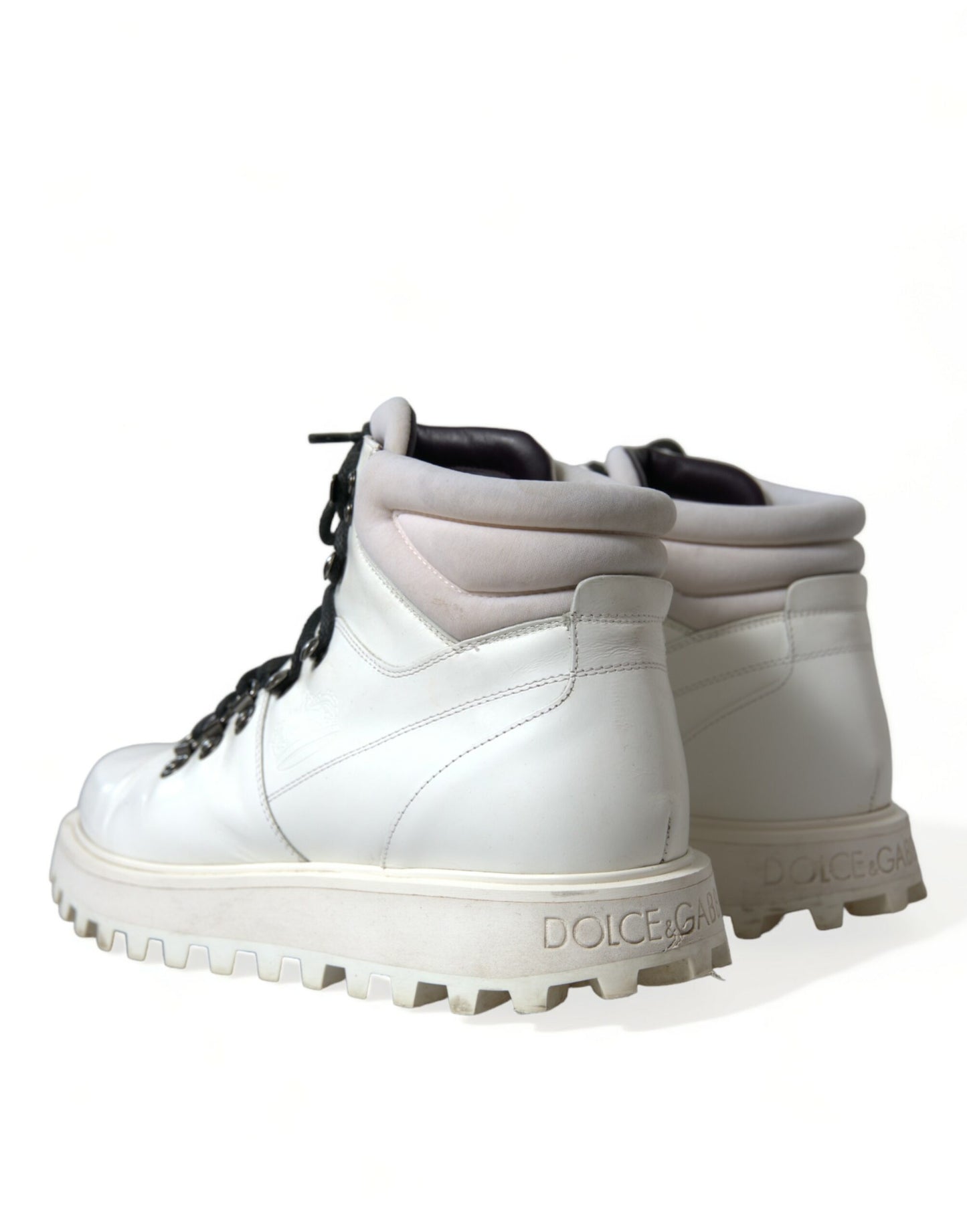 Dolce & Gabbana White Vulcano Trekking Ankle Boots Shoes