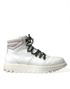 Dolce & Gabbana White Vulcano Trekking Ankle Boots Shoes