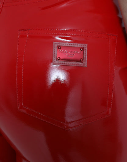 Dolce & Gabbana Shiny Red High Waist Skinny Pants