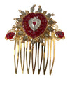 Dolce & Gabbana Gold Brass Crystal Heart Women Hair Comb