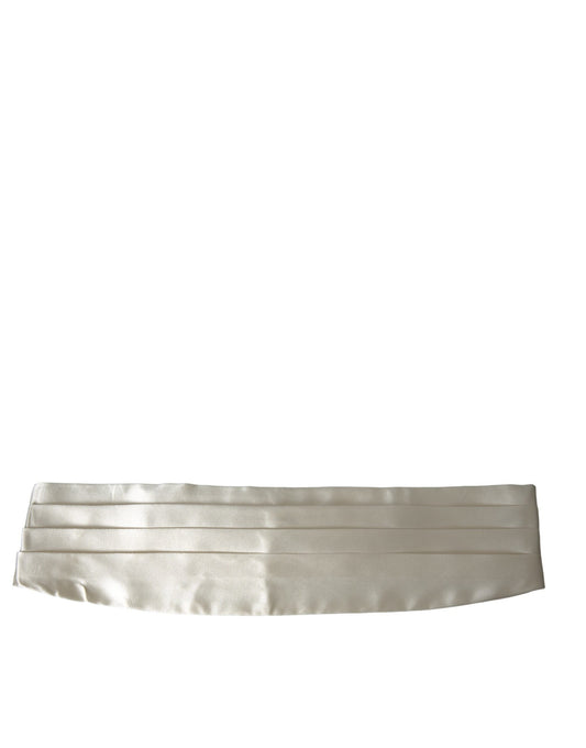 Dolce & Gabbana White Men Wide Waist Silk Belt Cummerbund