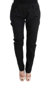Ermanno Scervino Black Cotton Slim Fit Casual Pants
