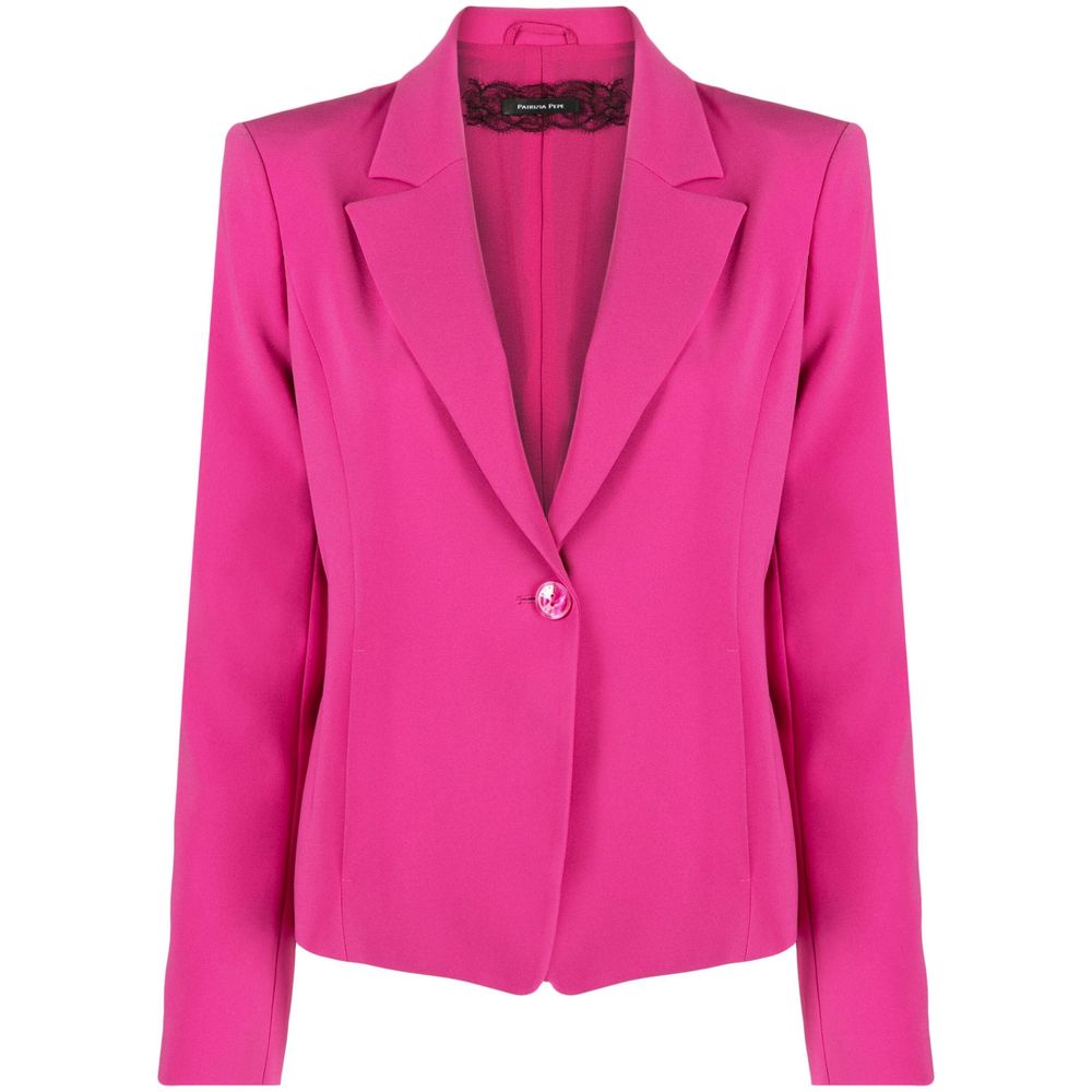 Patrizia Pepe Fuchsia One-Button Stretchy Chic Blazer