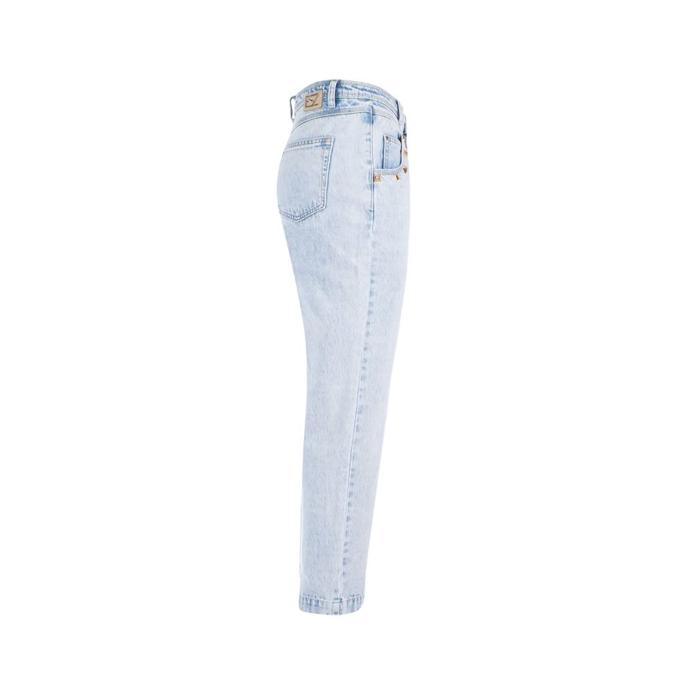 Yes Zee Light Blue Cotton Women's High-Waisted Jean