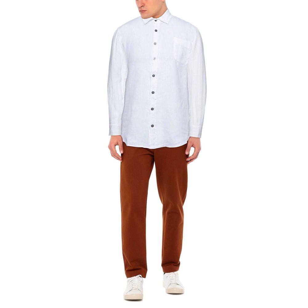 Alpha Studio Elegant White Linen Shirt for Men