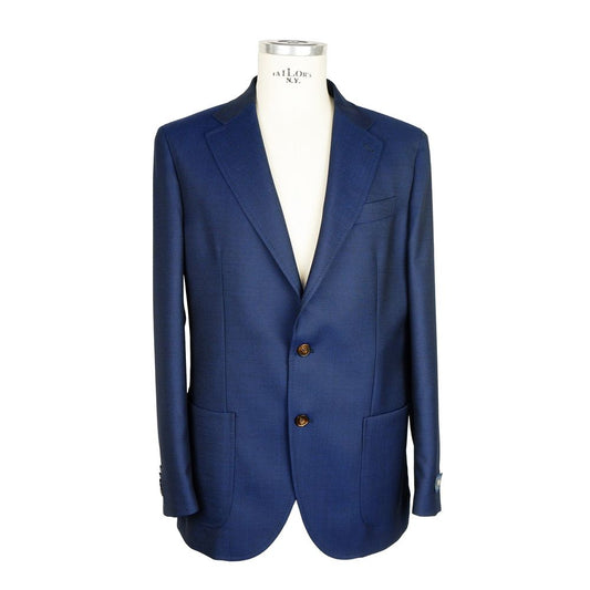 Emilio Romanelli Blue Wool Men Jacket