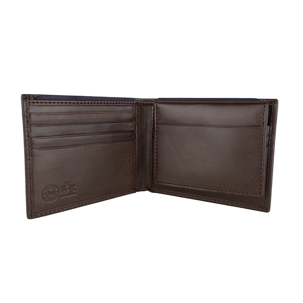 La Martina Brown Leather Men Wallet