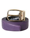 Dolce & Gabbana Purple Leather Gold Metal Buckle Belt Men