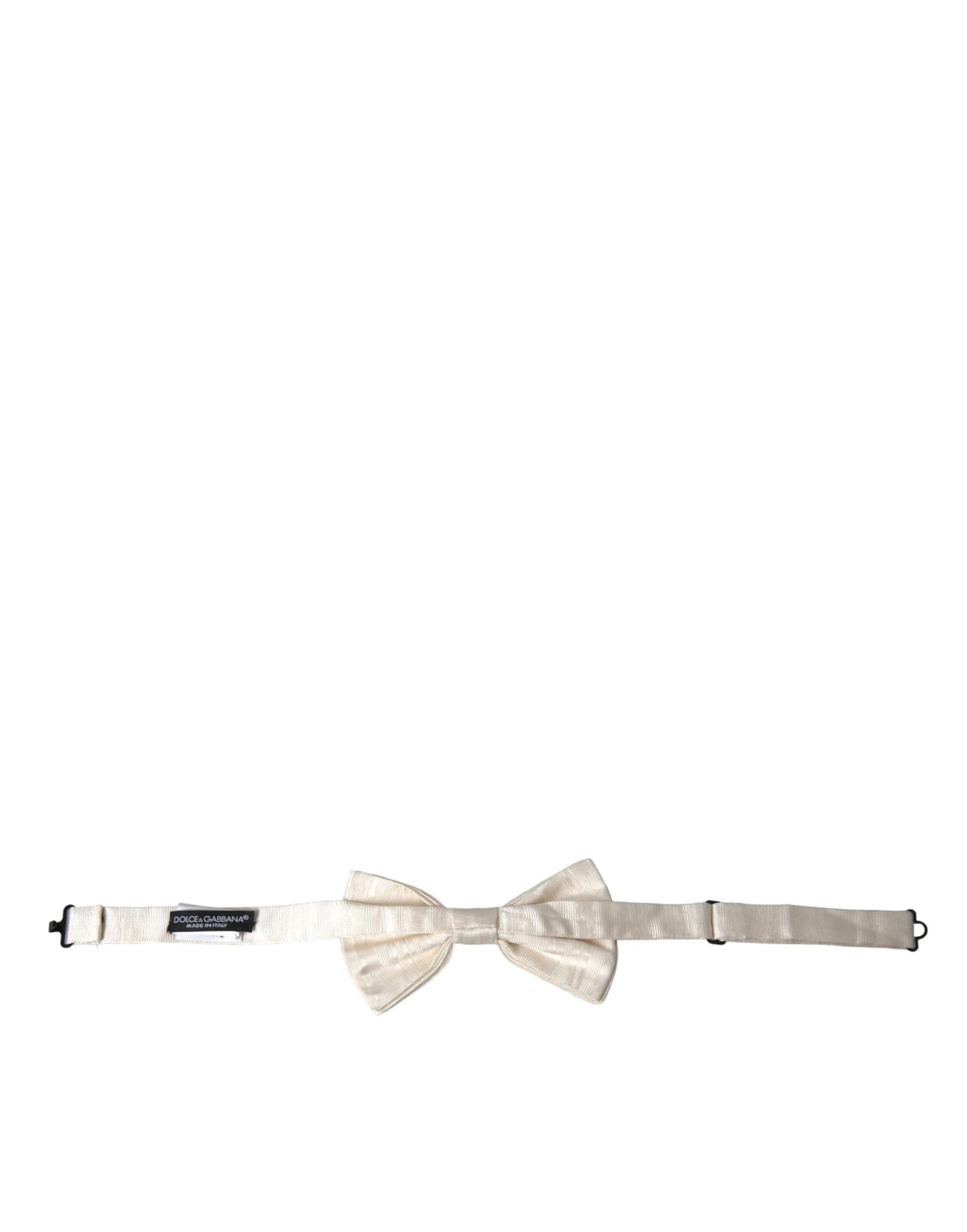 Dolce & Gabbana White Jacquard Silk Adjustable Neck Men Bow Tie