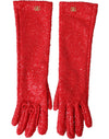 Dolce & Gabbana Red Lurex Fantasia Mid Arm Length Gloves