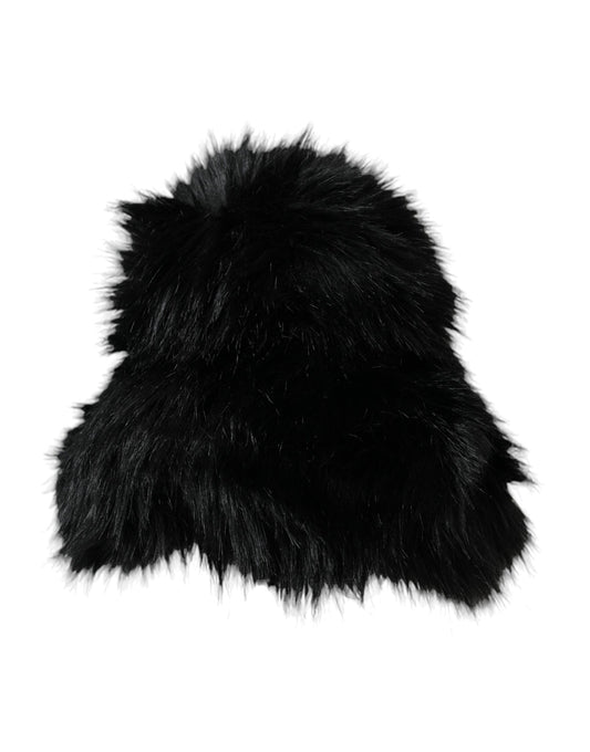 Dolce & Gabbana Black Faux Fur Womens Bucket Hat