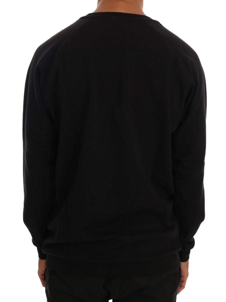 Daniele Alessandrini Elegant Black Cotton Crewneck Sweater