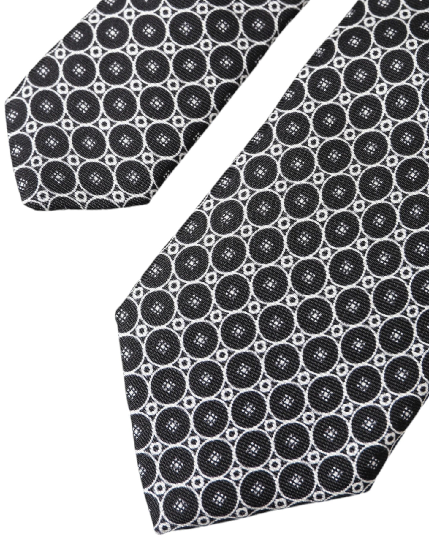 Dolce & Gabbana Black White Patterned Silk Adjustable Men Tie