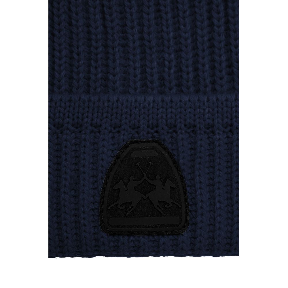 La Martina Blue Acrylic Men Beanie