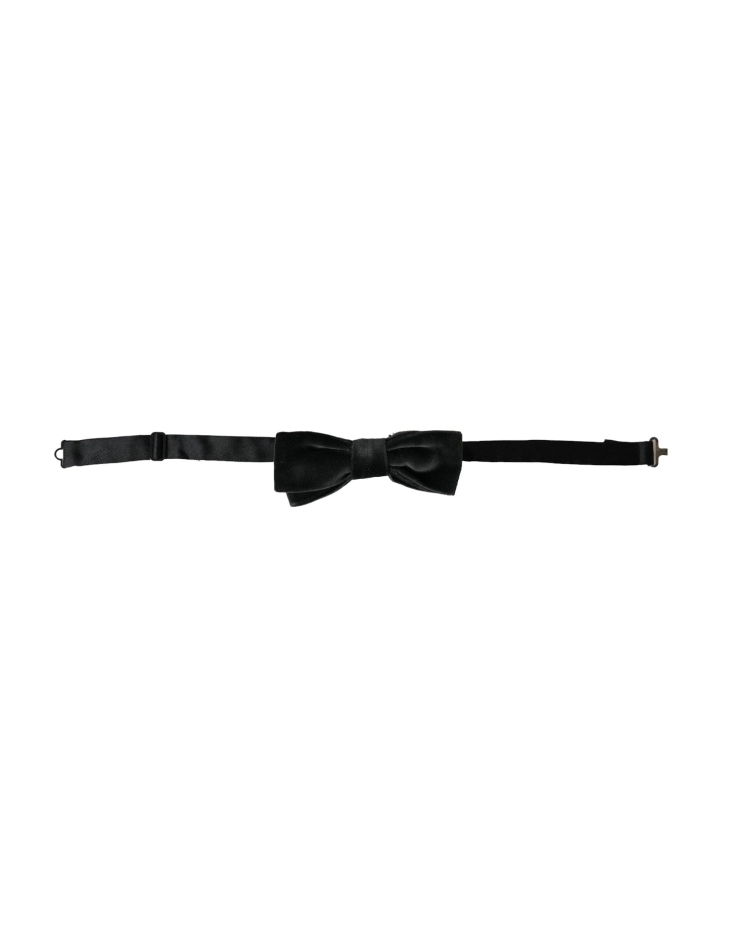 Dolce & Gabbana Black Velvet Cotton Adjustable Neck Men Bow Tie