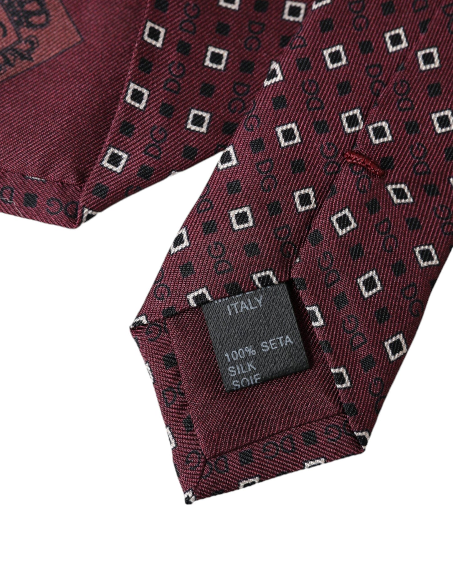 Dolce & Gabbana Maroon Silk Branded Logo Adjustable Men Tie