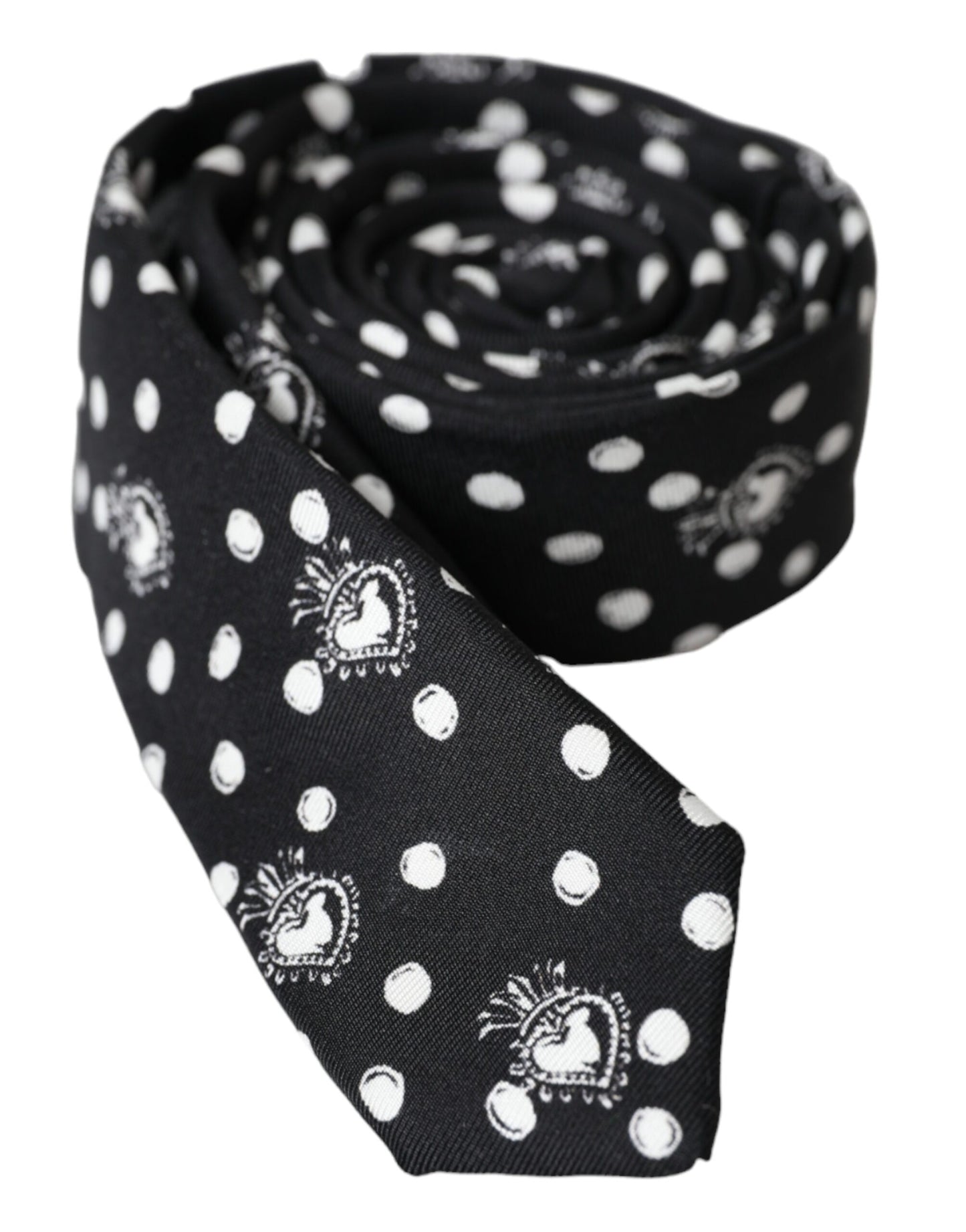 Dolce & Gabbana Black Heart Polka Dot Adjustable Tie