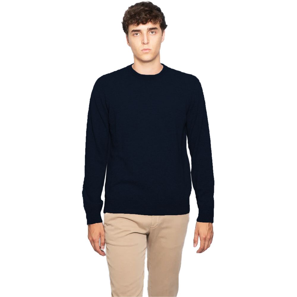 Alpha Studio Blue Wool Men's Crewneck Sweater