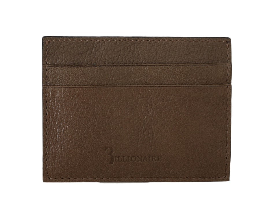 Billionaire Italian Couture Elegant Turtledove Leather Men's Wallet